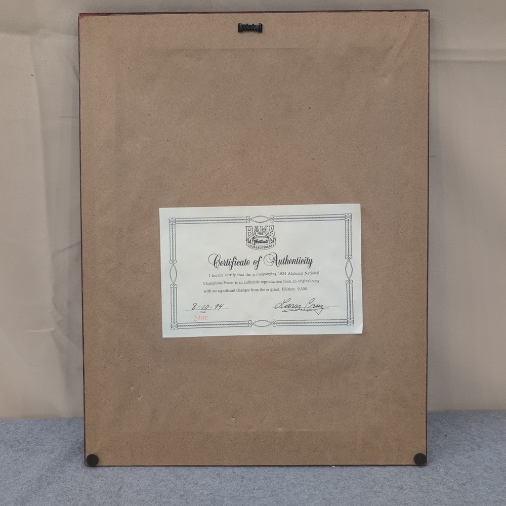 Alabama Crimson Tide 1934 National Champions Framed Poster COA Frank Thomas - Picture 5 of 7